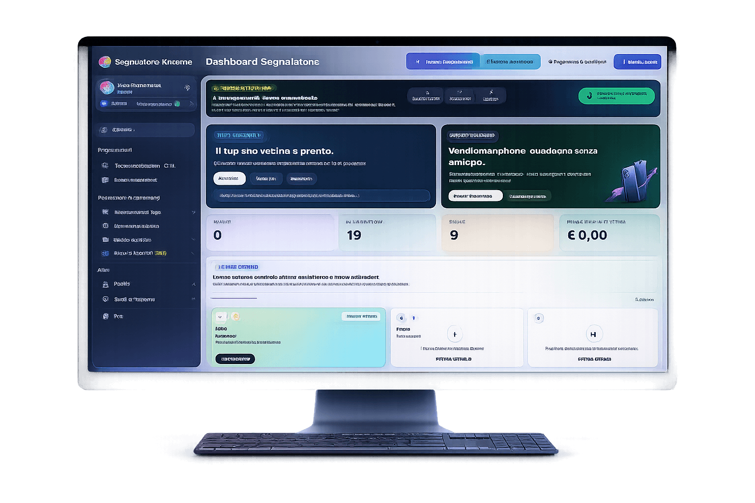 Dashboard desktop Segnalatore Vincente